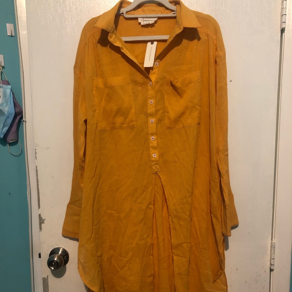 Anthropologie cotton duster tunic shirt with button front